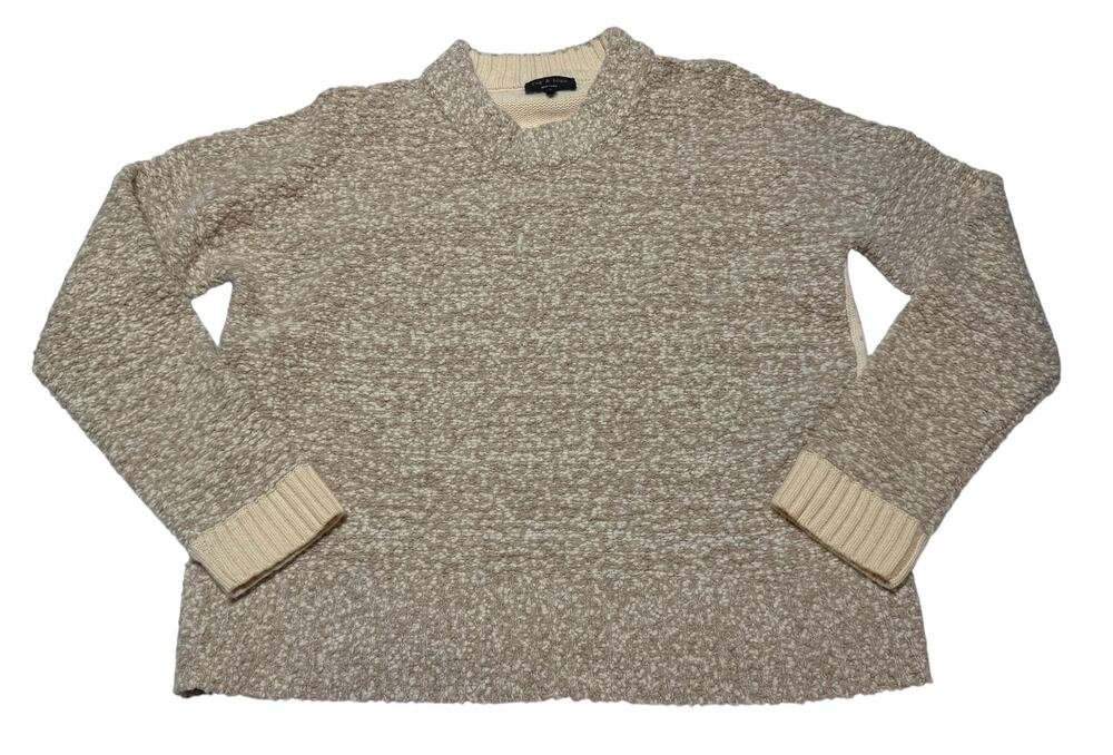 rag & bone Sweater Cream Wool Blend Boucle Textured Long Sleeve Pullover Medium